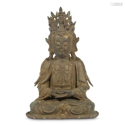 A Chinese bronze figure of Guanyin