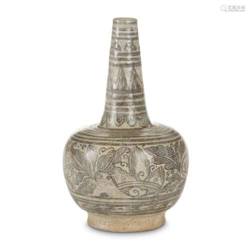 A Thai iron brown-decorated stoneware bottle vase, Sawankhalok kilns