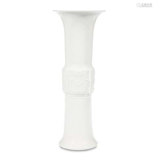A Chinese blanc de Chine Gu- form vase