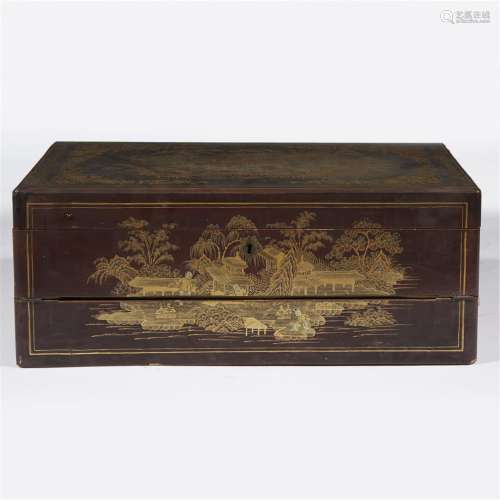 A Chinese export lacquer portable writing desk