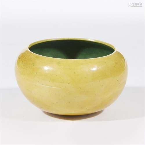 A Chinese yellow and green-enameled 