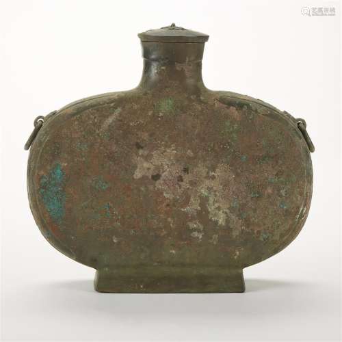 Chinese bronze vessel and cover, bianhu