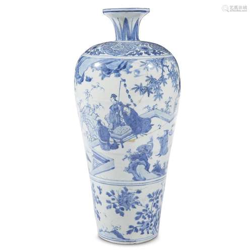 A Chinese blue and white porcelain meiping vase