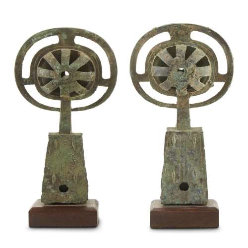 An associated pair of Chinese bronze carriage bells