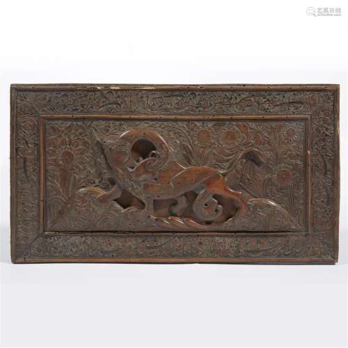 An Indo-Persian carved wood plaque