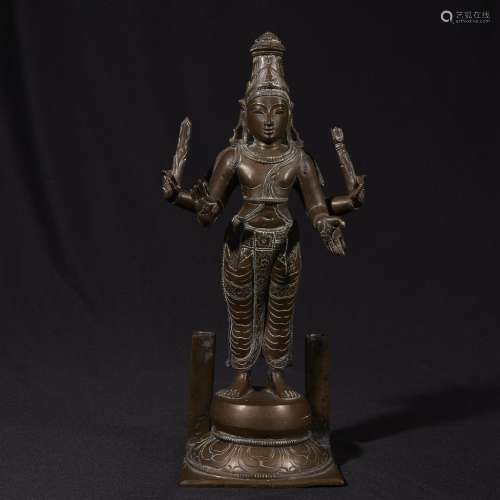 A South Indian copper alloy figure of Shiva or Subrahmanya