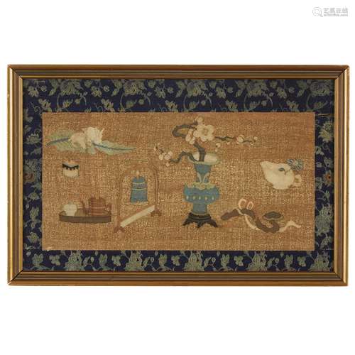 Three Chinese kesi tapestry panels