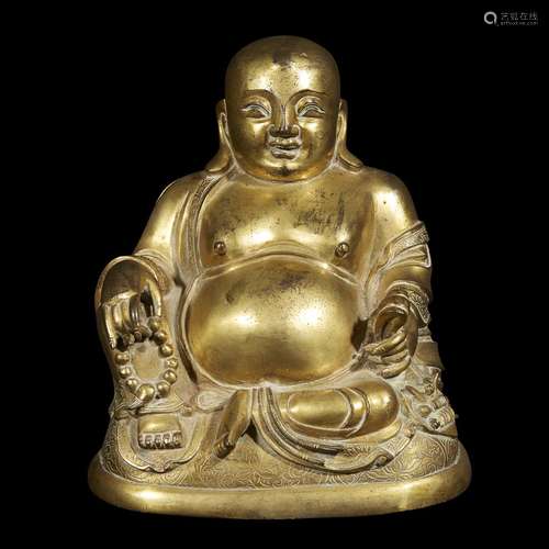 A Chinese gilt bronze figure of Budai