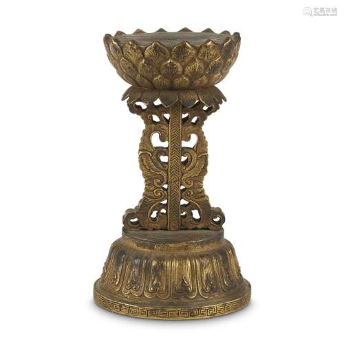 A Chinese gilt bronze altar stand