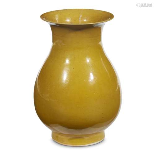 A Chinese yellow-glazed biscuit porcelain vase