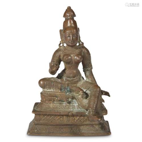 A small South Indian copper alloy figure of Bhoga Shakti (Parvati)