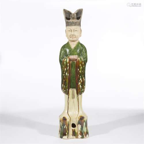 A Chinese sancai glazed pottery figure of a civil official