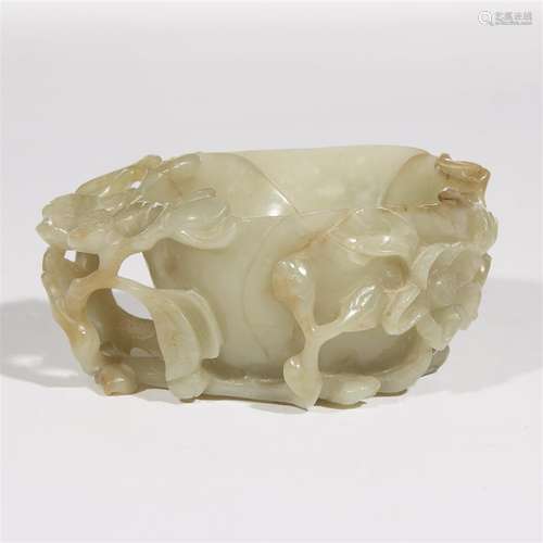 A Chinese celadon jade carved 