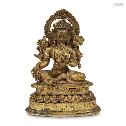 A small Sino-Tibetan gilt bronze figure of White Tara