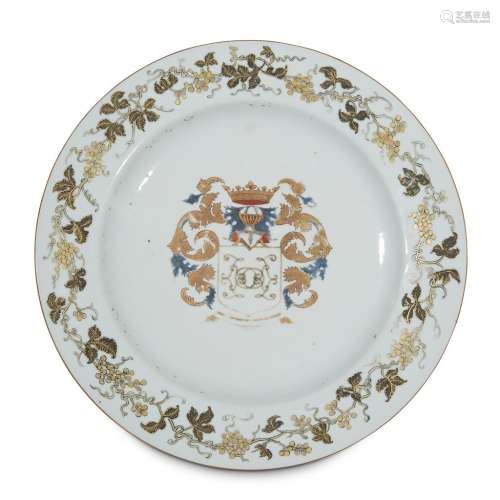 A Chinese export armorial porcelain charger
