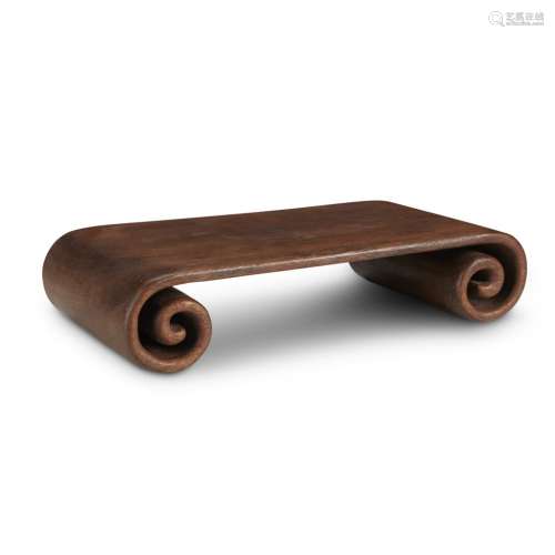 A Chinese carved hardwood 'scroll' stand