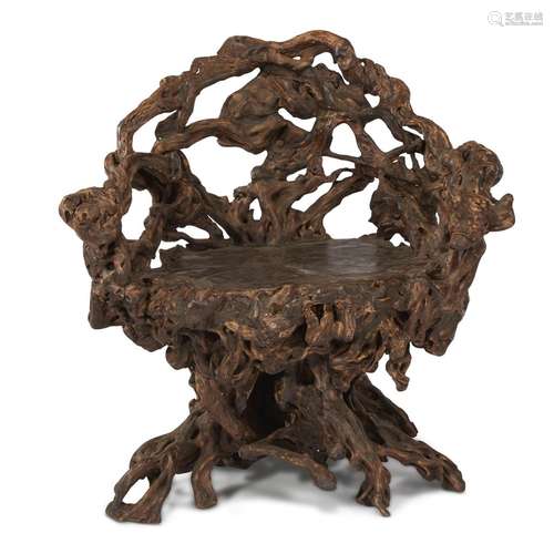 A Chinese rootwood armchair