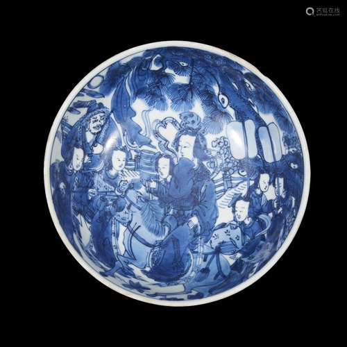 A rare Chinese blue and white porcelain warming bowl