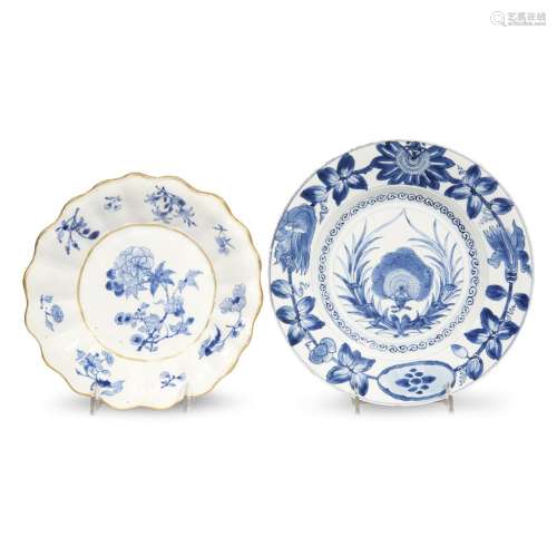 Two Chinese export blue and white porcelain dishes