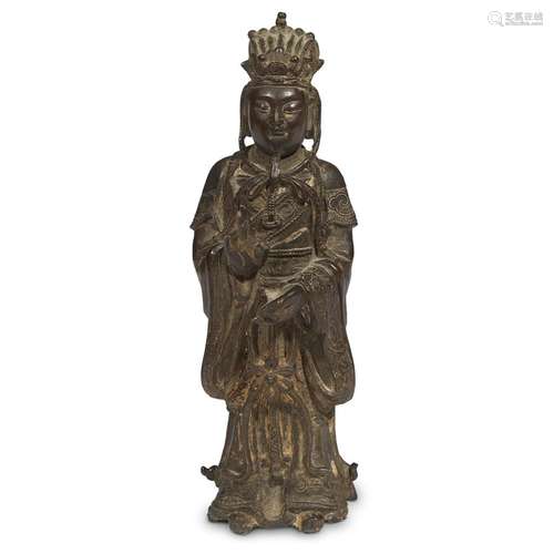 A Chinese bronze sculpture of a celestial dignitary