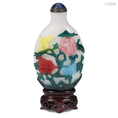 A Chinese six color-overlay cameo glass snuff bottle