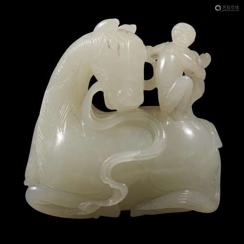 A Chinese carved white jade 