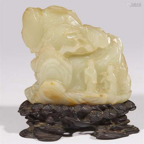 A Chinese carved celadon jade small 