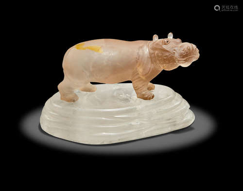 Smoky Quartz Carving of a Hippo by Peter Muller