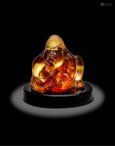 Illuminated Citrine Sculpture of a Gorilla by Manfred Wild--