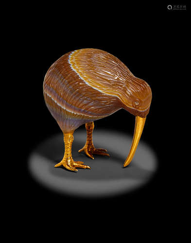 Carved Agate Kiwi Bird