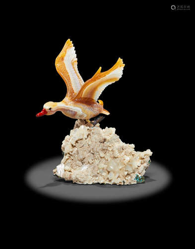 Agate Carving of a Duck in Flight