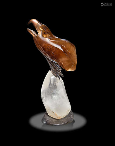 Smoky Quartz, Rock Crystal and Silver Sculpture by Señor don Amador Braojos--