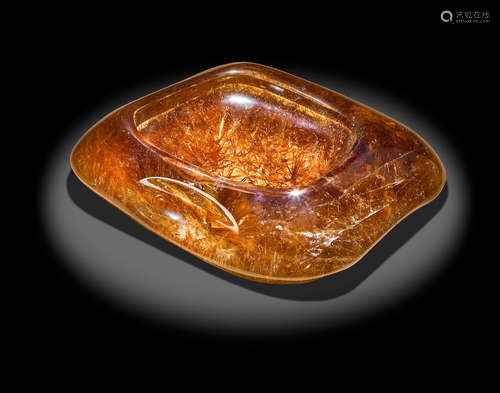 Impressive Rutilated Quartz Bowl by Manfred Wild