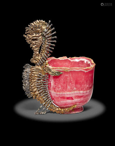 Rhodochrosite and Silver Cup by Marie-Claire Lemaigre Dubreuil