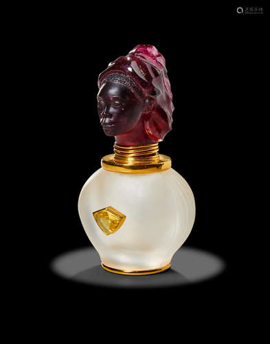 Rubellite Tourmaline and Rock Crystal Quartz Scent Bottle by Manfred Wild