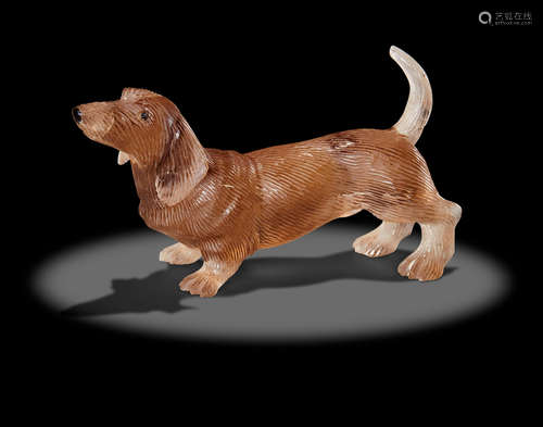 Smoky Quartz Carving of a Daschund