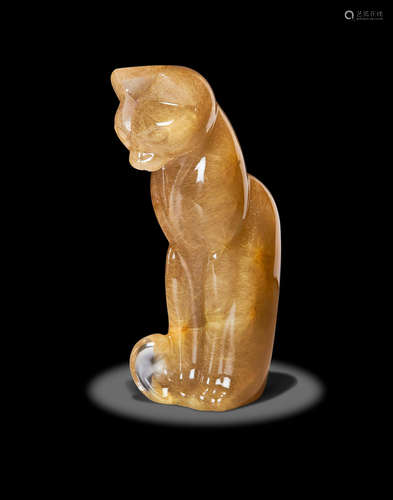 Rutilated Quartz Cat Carving by Gerd Dreher