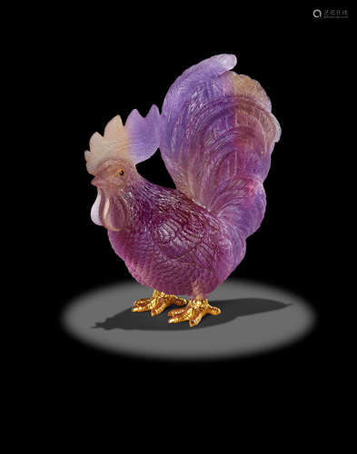 Ametrine Carving of a Rooster by Gerd Dreher