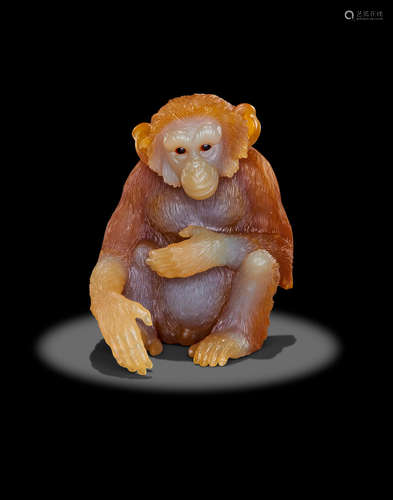 Agate Carving of a Chimpanzee by Gerd Dreher