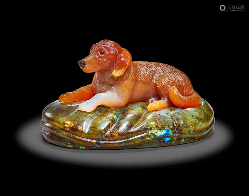 Gemstone Carving of a Dog by Andreas von Zadora-Gerlof