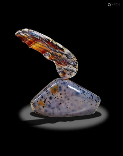 Carved Montana Agate Perfume Bottle by Thomas Harth Ames--