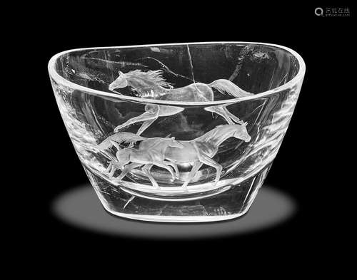 Engraved Rock Crystal Bowl by Hans Ulrich Pauly