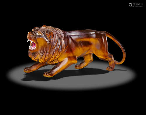 Tiger's Eye Quartz Carving of a Lion