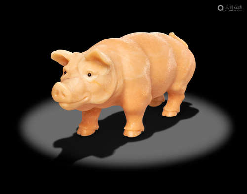 Exceptionally Large and Fine Carved Eosite Pig by Manfred Wild