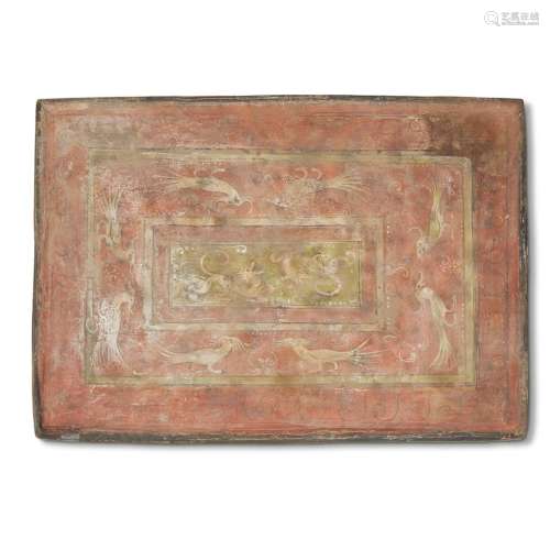 An unusual Chinese painted pottery rectangular plaque