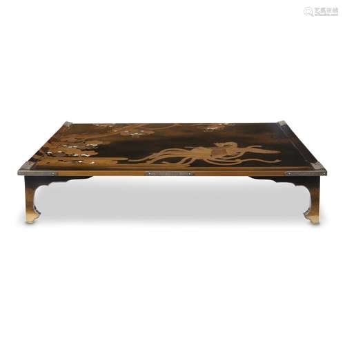 A very fine Japanese black and gilt lacquer rectangular low table