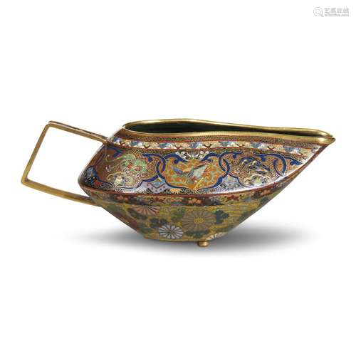 A finely-decorated Japanese cloisonné sauce boat, attributed to Namikawa Yasuyuki