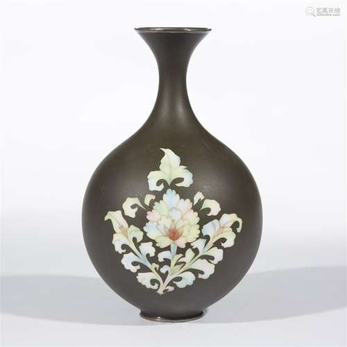 A Japanese silver-mounted cloisonne matte-ground vase, Ando