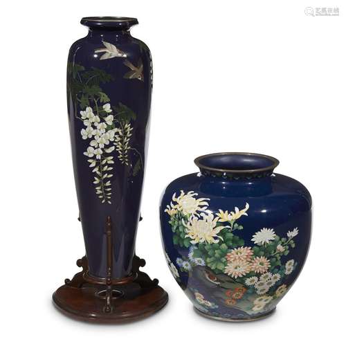 Two Japanese cloisonné vases, 