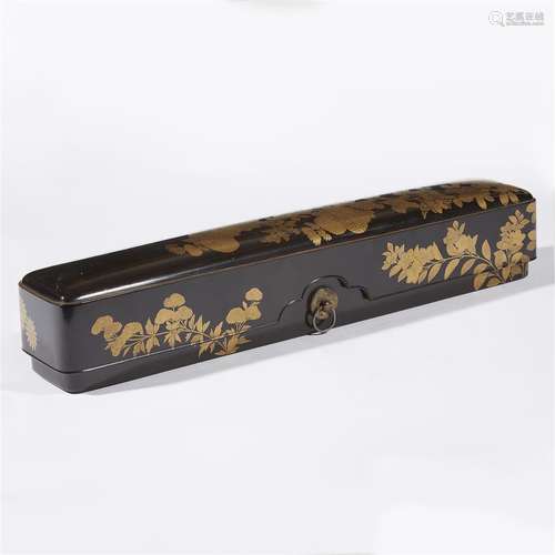 A Japanese gilt-decorated lacquer document box and cover